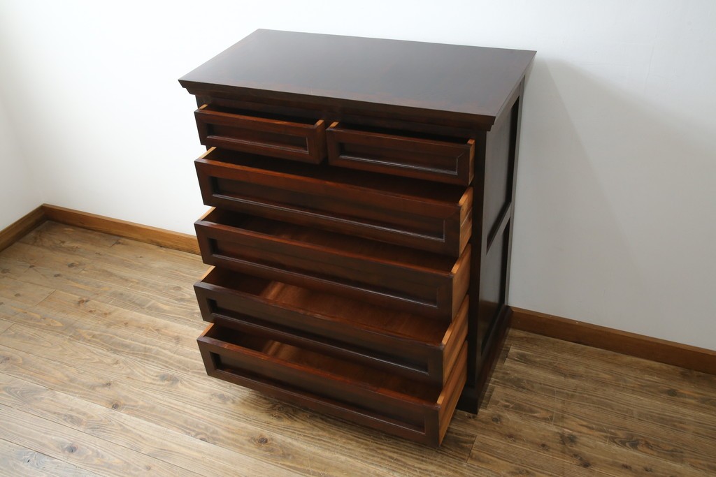 中古　民芸家具　高山式　シックな色合いが和モダンなお部屋にもぴったりなチェスト　(R-053623)