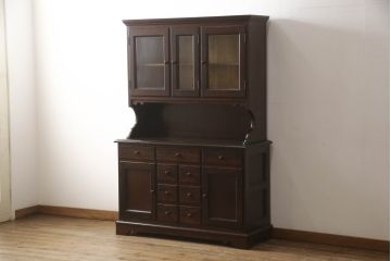 中古　松本民芸家具　洗練された佇まいのC型食器棚(飾り棚、収納棚、キャビネット、カップボード)(定価約93万円)(R-053665)