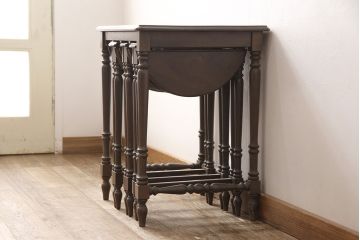 激レア　イギリスビンテージ　クラシカルな佇まいのバタフライテーブル付きネストテーブル(サイドテーブル、ローテーブル、コンソールテーブル、ヴィンテージ)(R-053668)
