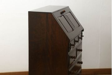 中古　松本民芸家具　収納力たっぷり!シックな佇まいのライティングビューロー(簿記机、在宅ワーク、在宅用ワークデスク、チェスト)(R-053694)