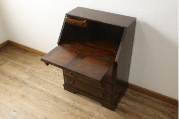 中古　松本民芸家具　収納力たっぷり!シックな佇まいのライティングビューロー(簿記机、在宅ワーク、在宅用ワークデスク、チェスト)(R-053694)