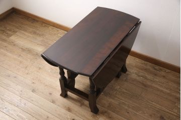 中古　松本民芸家具　落ち着いた大人空間におすすめのT.R.ゲートレッグテーブル(バタフライテーブル、ラウンドテーブル、ダイニングテーブル)(定価約31万円)(R-053712)