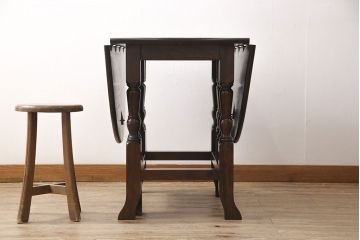 中古　松本民芸家具　落ち着いた大人空間におすすめのT.R.ゲートレッグテーブル(バタフライテーブル、ラウンドテーブル、ダイニングテーブル)(定価約31万円)(R-053712)