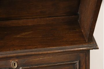 イギリスアンティーク　オーク材　レトロな雰囲気を醸し出すガラス扉が魅力のビューローブックケース(本箱、収納棚、キャビネット、ワークデスク、在宅ワーク、在宅用)(R-053713)