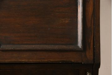 イギリスアンティーク　オーク材　レトロな雰囲気を醸し出すガラス扉が魅力のビューローブックケース(本箱、収納棚、キャビネット、ワークデスク、在宅ワーク、在宅用)(R-053713)