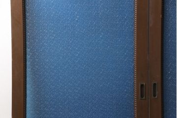 和製アンティーク　奇跡の逸品!　大判青色ガラスがインパクト抜群のガラス戸2枚セット(建具、引き戸)(R-053715)