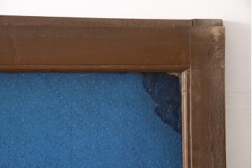 和製アンティーク　奇跡の逸品!　大判青色ガラスがインパクト抜群のガラス戸2枚セット(建具、引き戸)(R-053715)