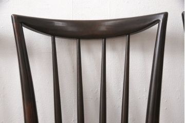 中古　松本民芸家具　220F型　シックな佇まいが魅力的なチェア4脚セット(ダイニングチェア、板座チェア)(R-053718)