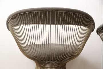 希少!　名作ビンテージ　Knoll(ノル)社製　ウォーレン・プラットナー　シンプルモダンなサイドチェア2脚セット(ワイヤーチェア、ラウンジチェア)(R-053728)
