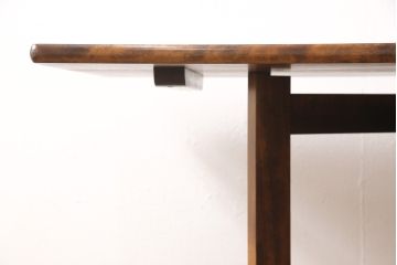 中古　美品　九州民芸家具　カバ材　コンパクトさが魅力的な折り畳み天板デスク(机、在宅ワーク、在宅用テーブル、作業台、サイドチェスト)(R-053765)