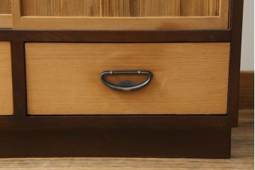 ビンテージ家具　時を刻んだ木の風合いが趣あふれる茶水屋(置き水屋、茶箪笥、茶棚、収納棚、食器棚、ヴィンテージ)(R-053775)
