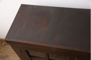 中古　美品　松本民芸家具　選べる!脚付きリメイク・台輪製作　シックな色合いが落ち着いた雰囲気を醸し出す収納棚(本棚、戸棚、キャビネット、サイドボード)(R-053797)