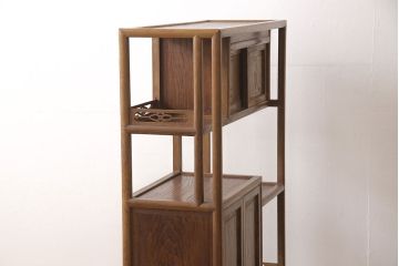和製ビンテージ　希少!　指物工芸家具　本桑材　上質な和の空間づくりにおすすめの飾り棚(茶棚、戸棚、収納棚、ヴィンテージ)(R-053801)