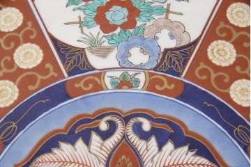 中古　美品　有田焼(伊万里焼)　細やかな絵柄と鮮やかな色づかいが美しいテーブル&イスセット(定価約150万円)(ラウンドテーブル、チェア、椅子)(R-053813)