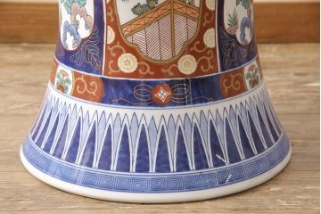 中古　美品　有田焼(伊万里焼)　細やかな絵柄と鮮やかな色づかいが美しいテーブル&イスセット(定価約150万円)(ラウンドテーブル、チェア、椅子)(R-053813)