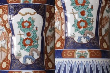中古　美品　有田焼(伊万里焼)　細やかな絵柄と鮮やかな色づかいが美しいテーブル&イスセット(定価約150万円)(ラウンドテーブル、チェア、椅子)(R-053813)