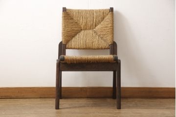 中古　美品　松本民芸家具　520L型　アジアンテイストのお部屋にもぴったりなラッシチェア(椅子、イス)(R-053818)