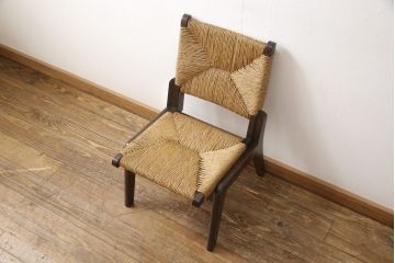 中古　美品　松本民芸家具　520L型　アジアンテイストのお部屋にもぴったりなラッシチェア(椅子、イス)(R-053818)