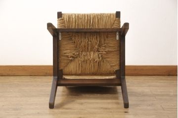 中古　美品　松本民芸家具　520L型　アジアンテイストのお部屋にもぴったりなラッシチェア(椅子、イス)(R-053818)