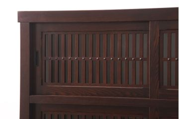 中古　美品　栗材　上質な和の空間にぴったりな水屋箪笥(食器棚、茶箪笥、戸棚、収納棚)(R-053831)