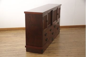 中古　美品　伝統民芸家具　迫力のある杢目が魅力的な岩谷堂箪笥サイドボード(引き出し、収納棚、キャビネット)(R-053839)