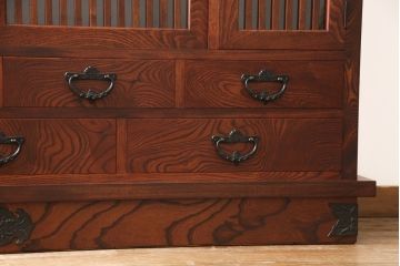 中古　美品　伝統民芸家具　迫力のある杢目が魅力的な岩谷堂箪笥サイドボード(引き出し、収納棚、キャビネット)(R-053839)