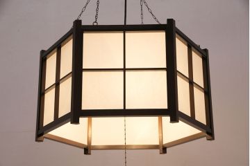 中古　松本民芸家具　希少!特注品の大型吊り下げ照明(天井照明、シェード、ペンダントライト)(R-053851)