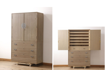 中古　繊細なデザインの金具が目を引く加茂総桐箪笥(並厚)　(R-053876)