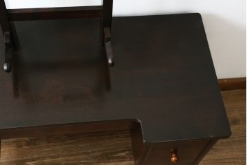 中古　美品　松本民芸家具　西洋アンティークのような雰囲気を感じさせる、丸型一面鏡のドレッサー(鏡台、ミラー)(定価約43万円)(R-053900)