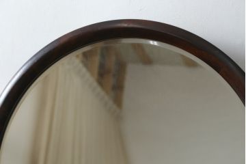 中古　美品　松本民芸家具　西洋アンティークのような雰囲気を感じさせる、丸型一面鏡のドレッサー(鏡台、ミラー)(定価約43万円)(R-053900)