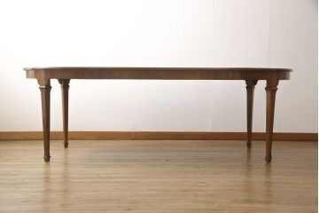 ヴィンテージ家具　DREXEL HERITAGE(ドレクセルヘリテイジ)　TRYON MANOR(トライオンメナー)　天板のデザインがおしゃれ!気品ある佇まいのダイニングテーブル(エクステンションテーブル、伸長式、ビンテージ)(R-053911)