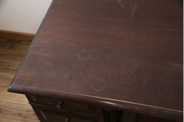 中古　松本民芸家具　シックな色合いが上品なM型両袖机(両袖デスク、ワークデスク、在宅ワーク、在宅用)(定価約72万円)(R-053912)