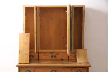 中古　美品　シャルドネ(CHARDONNAY)　CRIVILLE(クリビーレ)　パイン材　木の温かみを感じられるドレッサー+スツールセット(鏡台、ミラー、椅子)(R-053931)