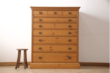 中古　シャルドネ(CHARDONNAY)　CRIVILLE(クリビーレ)　パイン材　木の温かみを感じられるチェスト(洋服タンス、引き出し)(R-053932)