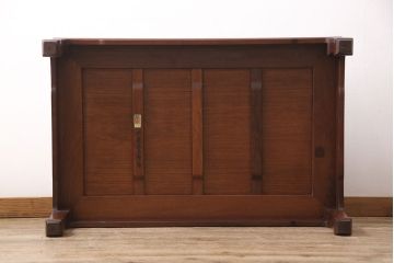 中古　伝統工芸　中森喜三郎作　大阪唐木指物　シタン材(紫檀材)　どっしりとした佇まいに風格を感じる座卓(ローテーブル、センターテーブル)(R-053933)