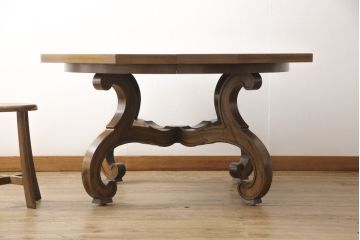 中古　美品　DREXEL HERITAGE(ドレクセルヘリテイジ)　ESPERANTO(エスペラント)　優雅な佇まいが美しいダイニングテーブル(定価約70万円)(エクステンションテーブル、ドローリーフテーブル)(R-053935)