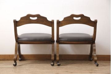 中古　DREXEL HERITAGE(ドレクセルヘリテイジ)　ESPERANTO(エスペラント)　優雅な佇まいが美しいダイニングチェア2脚セット(2脚定価 約40万円)(サイドチェア、椅子、イス)(R-053936)