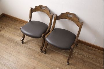 中古　DREXEL HERITAGE(ドレクセルヘリテイジ)　ESPERANTO(エスペラント)　優雅な佇まいが美しいダイニングチェア2脚セット(2脚定価 約40万円)(サイドチェア、椅子、イス)(R-053937)