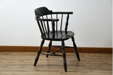 中古　松本民芸家具　#91型　落ち着きのある空間を演出するキャプテンチェア(アームチェア、板座チェア、椅子、ダイニングチェア)(R-053960)
