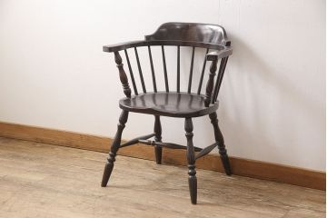 中古　松本民芸家具　#91型　落ち着きのある空間を演出するキャプテンチェア(アームチェア、板座チェア、椅子、ダイニングチェア)(R-053960)
