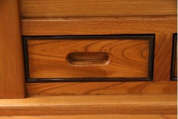 中古　美品　総ケヤキ材(欅)　美しい杢目が上質な和の雰囲気を高める関西火鉢(囲炉裏、座卓、テーブル)(R-053973)