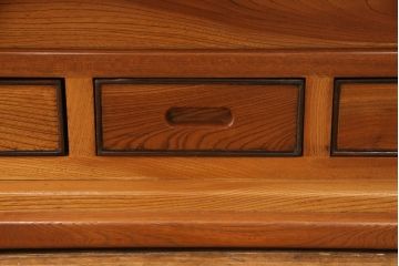 中古　美品　総ケヤキ材(欅)　美しい杢目が上質な和の雰囲気を高める関西火鉢(囲炉裏、座卓、テーブル)(R-053973)