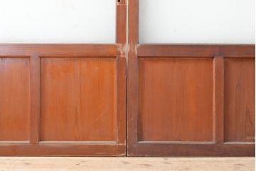 和製アンティーク　明るい木色がレトロな雰囲気を醸し出すガラス戸2枚セット(引き戸、建具)(R-054019)