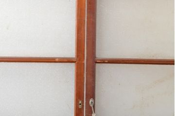 和製アンティーク　明るい木色がレトロな雰囲気を醸し出すガラス戸2枚セット(引き戸、建具)(R-054019)
