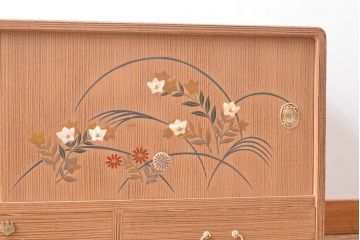 中古　国産　手造り工芸家具　蒔絵入り　気品が漂う総桐箪笥ローボード(テレビ台、桐たんす、収納棚)(R-054024)