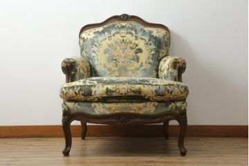 中古　美品　カリモク家具(karimoku)　domani(ドマーニ)　Louis(ルイ)XVシリーズ　ルイ15世　優雅なひとときを演出してくれる1人掛けソファ(定価約50万円)(アームソファ、一人掛け、1P)(R-054026)