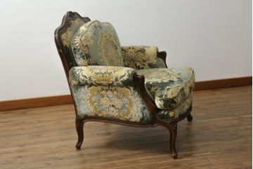 中古　美品　カリモク家具(karimoku)　domani(ドマーニ)　Louis(ルイ)XVシリーズ　ルイ15世　優雅なひとときを演出してくれる1人掛けソファ(定価約50万円)(アームソファ、一人掛け、1P)(R-054026)