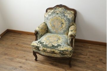 中古　美品　カリモク家具(karimoku)　domani(ドマーニ)　Louis(ルイ)XVシリーズ　ルイ15世　優雅なひとときを演出してくれる1人掛けソファ(定価約50万円)(アームソファ、一人掛け、1P)(R-054026)