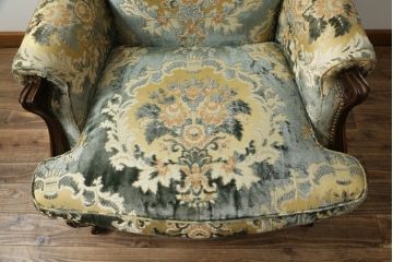 中古　美品　カリモク家具(karimoku)　domani(ドマーニ)　Louis(ルイ)XVシリーズ　ルイ15世　優雅なひとときを演出してくれる1人掛けソファ(定価約50万円)(アームソファ、一人掛け、1P)(R-054026)