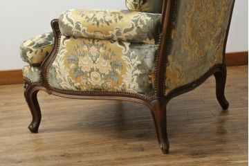 中古　美品　カリモク家具(karimoku)　domani(ドマーニ)　Louis(ルイ)XVシリーズ　ルイ15世　優雅なひとときを演出してくれる1人掛けソファ(定価約50万円)(アームソファ、一人掛け、1P)(R-054026)